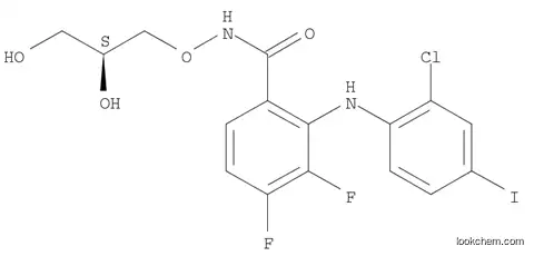 Molecular Structure of 1003216-79-2 (Benzamide, 2-[(2-chloro-4-iodophenyl)amino]-N-[(2S)-2,3-dihydroxypropoxy]-3,4-difluoro-)